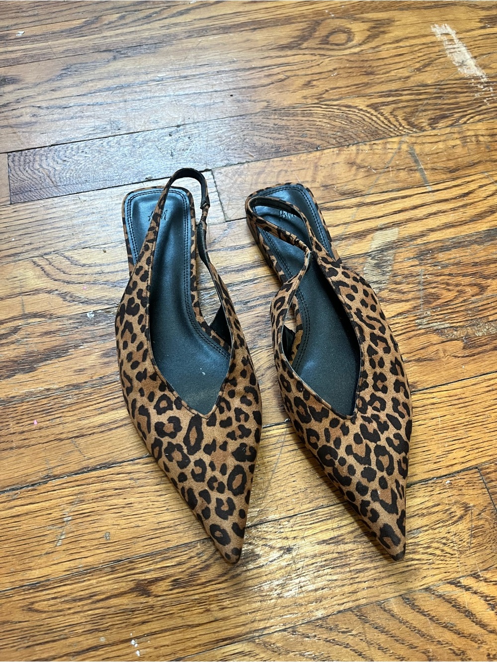 H&M Leopard Print Pointed Slingback Flats - Brown/Black